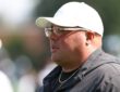 Philadelphia Eagles chief security officer Dom DiSandro watches practice during training camp.