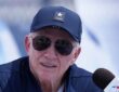 Dallas Cowboys owner Jerry Jones speaks into a microphone at the team's training camp opening press conference.
