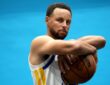 Golden State Warriors guard Stephen Curry #30 poses for a portrait during NBA Media Day at Chase Center.