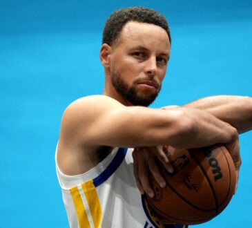 Golden State Warriors guard Stephen Curry #30 poses for a portrait during NBA Media Day at Chase Center.