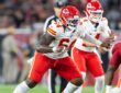 Kansas City Chiefs offensive tackle Wanya Morris slides into pass protection during a preseason game at State Farm Stadium.