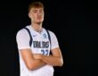 Dallas Mavericks forward Cooper Flagg #32 poses for a portrait during NBA Media Day at American Airlines Center.