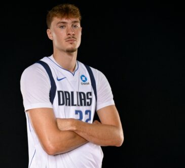 Dallas Mavericks forward Cooper Flagg #32 poses for a portrait during NBA Media Day at American Airlines Center.
