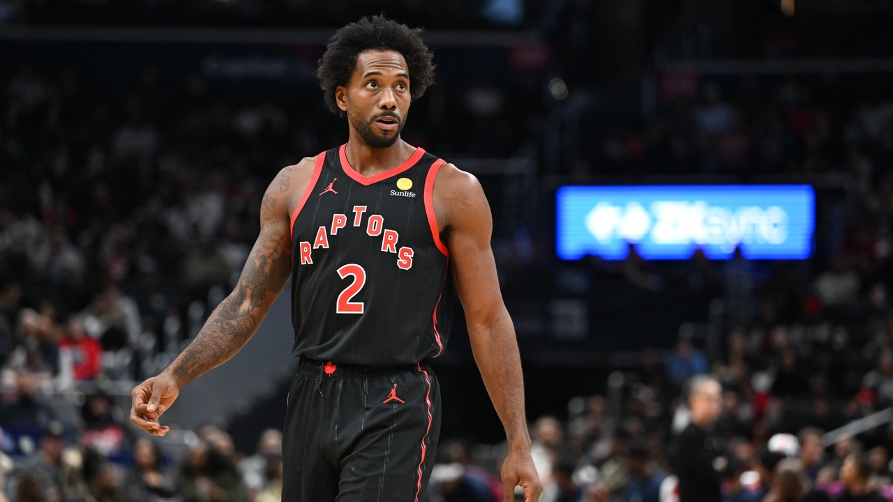 Toronto Raptors forward Kawhi Leonard #2 on the court against the Washington Wizards at Capital One Arena.