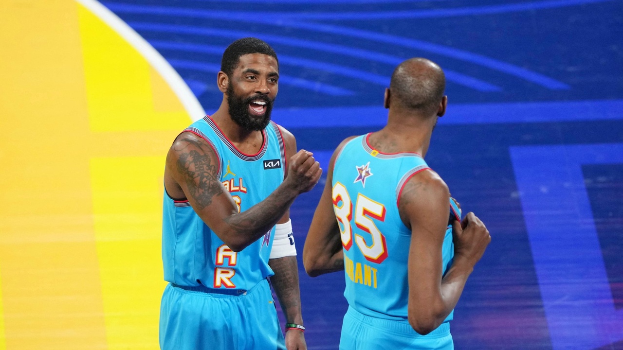 Kyrie Irving and Kevin Durant during the 2025 NBA All-Star Game at Chase Center.