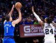 Dallas Mavericks Guard Walter Clayton Jr. Shoots Over Spurs Guard Devin Vassell